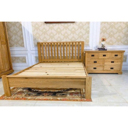 Chunky 1m2 : Giường Ngủ Gỗ Sồi - Nan Dọc 1m2 x 2m